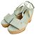 Chanel Sandali wedge intrecciati con logo CC in denim dorato Blu