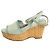 Chanel Sandali wedge intrecciati con logo CC in denim dorato Blu - vista 2