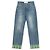 Valentino Pantalones de denim con ribete de jacquard Azul