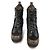 Louis Vuitton Schwarze Wildleder-Monogramm-Canvas-Plattform-Winterstiefel Braun