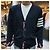 Thom Browne Cardigan in lana merino a righe diagonali blu navy - vista 12