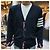 Thom Browne Cardigan in lana merino a righe diagonali blu navy - vista 2