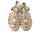 Chanel Sandali piatti in pelle oro champagne Camelia D'oro - vista 2