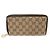 Gucci GG Logo Jacquard Brown Leather Heart Charm Zip Long Wallet Marrone