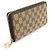 Gucci GG Logo Jacquard Brown Leather Heart Charm Zip Long Wallet Marrone - vista 3