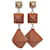 Pendientes de cuero y metal Medor Gaine GM de Hermès Castaño  - vista 1