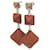 Pendientes de cuero y metal Medor Gaine GM de Hermès Castaño  - vista 3