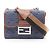 Borsa a Spalla Fendi Double Baguette Zucca Marrone Blu navy