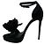 Sandali platform Keira in satin nero con applicazione di rosa di Dolce & Gabbana - vista 3