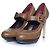 Céline Celine, Leather platform pump with strap in brown
