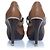 Céline Celine, Leather platform pump with strap in brown - view 3