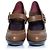 Céline Celine, Leather platform pump with strap in brown - view 5