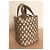 Alaïa Borsa Secchiello Alaia in Pelle Perforata Camel e Bianca Cammello - vista 5
