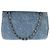 Bolsa clássica de flap duplo médio em denim estampado com corrente azul desbotada Chanel - vista 2