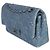 Bolsa clássica de flap duplo médio em denim estampado com corrente azul desbotada Chanel - vista 3