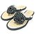 Chanel Sandali Flip Flop Camelia CC in Tweed Blu Navy - vista 3