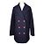 Zadig & Voltaire Marine Red Button Wool Blend Coat Blue