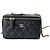 Vanity Chanel Mini bolsa cosmética rectangular en caviar negro clásico, porta tarjetas WOC