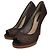 Longchamp Dunkelbraune Netz-High-Heel-Offene-Schuhe