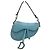 Saddle Dior Borsa a sella in pelle di vitello grana Azur Blu con tracolla