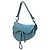 Saddle Dior Borsa a sella in pelle di vitello grana Azur Blu con tracolla - vista 3
