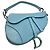 Saddle Dior Borsa a sella in pelle di vitello grana Azur Blu con tracolla - vista 5