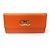 Salvatore Ferragamo Cartera larga Gancini doble dorada en Saffiano naranja