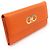 Salvatore Ferragamo Cartera larga Gancini doble dorada en Saffiano naranja - vista 3