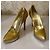 Tacchi con tacco Gucci in pelle oro - vista 10