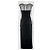 Vera Wang Schwarzes Abendkleid mit Netzdetails - Ansicht 2