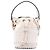Borsa a secchiello Mon Tresor in pelle bianca goffrata con cuciture Fendi Bianco Bianco sporco