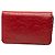 Wallet On Chain Cartera Chanel de piel de cordero grabada en CC roja Camelia con cadena - vista 2