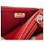 Wallet On Chain Cartera Chanel de piel de cordero grabada en CC roja Camelia con cadena - vista 6