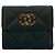 Cartera tri-fold de cuero de cordero Coco Mark Chanel 19 Negro