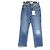 Jeans de mezclilla rectos y cortos con detalles de cadena Givenchy Azul