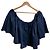 Autre Marque Off-Shoulder geraffte Bluse Sincerely Tommy Blau Marineblau