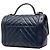 Chanel Blu CC Chevron Pelle di Vitello Invecchiata Borsa a Mano Blu navy - vue 2