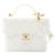 Vanity Estojo de vaidade em caviar branco acolchoado Chanel com corrente Cru