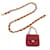 Chanel Leder Standardgürtel Rot Golden