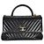 Borsa Coco grande in pelle di vitello invecchiata nera a zigzag di Chanel Nero