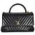 Borsa Coco grande in pelle di vitello invecchiata nera a zigzag di Chanel Nero - vista 7