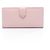 Billetera larga bifold de cuero Saffiano con logo triangular de Prada Rosa