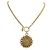 VINTAGE COLLIER CHANEL CHAINE MEDAILLON SOLEIL LOGO CC COCO MARK METAL NECKLACE Doré