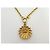 VINTAGE COLLIER CHANEL CHAINE MEDAILLON SOLEIL LOGO CC COCO MARK METAL NECKLACE Doré - vue 7