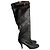 Chanel Stiefel Schwarz mit Logo-Kette Größe 36