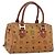 MCM Vicetos Logogram Borsa a Mano in Pelle PVC Marrone Oro Auth gh1634 D'oro
