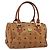 MCM Vicetos Logogram Borsa a Mano in Pelle PVC Marrone Oro Auth bs32955 D'oro
