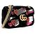 Borsa a tracolla media GG Marmont in velluto decorata con cuori Gucci Nero - vista 2