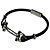Bracciale in pelle vintage Salvatore Ferragamo in acciaio nero e argento