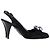 Timeless Décolleté Slingback in satin nero con perle e fiocco di Chanel